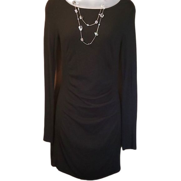 Express Cocktail Mini Sheath Dress Long Sleeve Boatneck Knit Pullover Bodycon - Picture 12 of 16